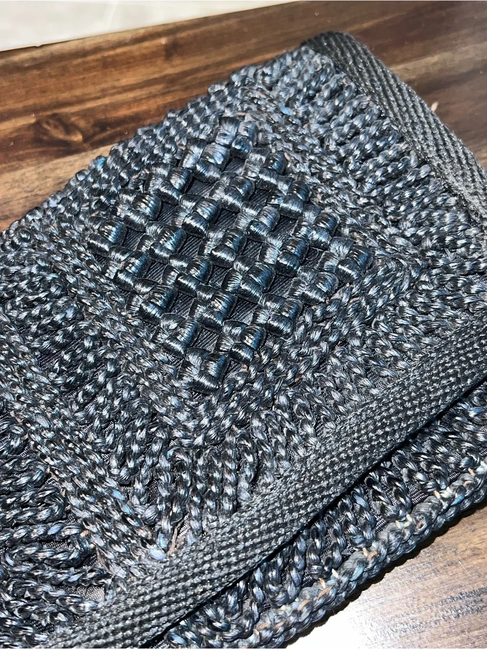 Vintage Maas Brothers Florida Woven Black Clutch Bag Made in Italy Boho - Picture 14 of 14